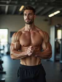 a confident masculine  man engaging in a fitness routine