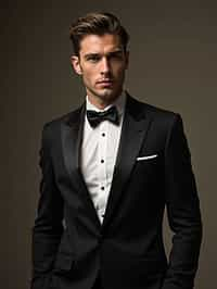 an alluring masculine  man dressed in elegant evening wear