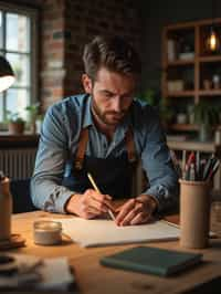 masculine  man engaging in a hobby or craft