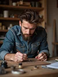 masculine  man engaging in a hobby or craft