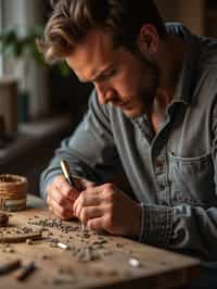 masculine  man engaging in a hobby or craft