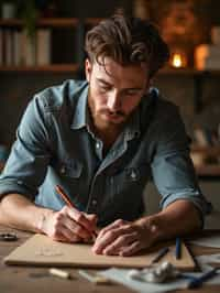 masculine  man engaging in a hobby or craft