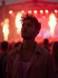 masculine  man enjoying a concert or music festival