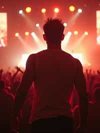 masculine  man enjoying a concert or music festival