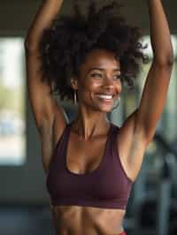 a confident  feminine woman engaging in a fitness routine