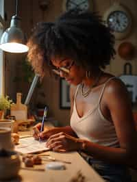 feminine woman engaging in a hobby or craft