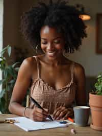 feminine woman engaging in a hobby or craft