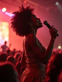 feminine woman enjoying a concert or music festival