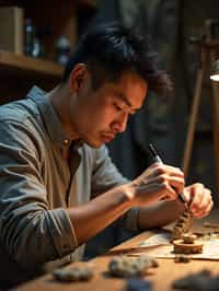 masculine  man engaging in a hobby or craft