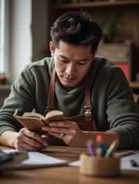 masculine  man engaging in a hobby or craft