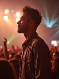 masculine  man enjoying a concert or music festival