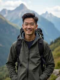 masculine  man in going hiking outdoors in mountains