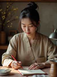 feminine woman engaging in a hobby or craft