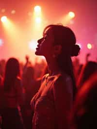 feminine woman enjoying a concert or music festival