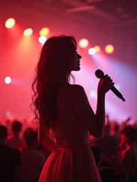 feminine woman enjoying a concert or music festival