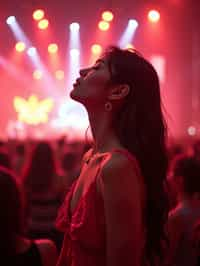 feminine woman enjoying a concert or music festival