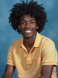 (school portrait) photo headshot of a young 18 y o man in 1990s style, nineties style, 90s, 1990s fashion, 1990s hair, school, man is sitting and posing for a (yearbook) picture, blue yearbook background, official school yearbook photo, man sitting (looking straight into camera), (school shoot), (inside), blue yearbook background