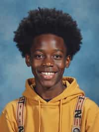 (school portrait) photo headshot of a young 18 y o man in 1990s style, nineties style, 90s, 1990s fashion, 1990s hair, school, man is sitting and posing for a (yearbook) picture, blue yearbook background, official school yearbook photo, man sitting (looking straight into camera), (school shoot), (inside), blue yearbook background