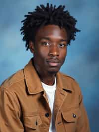 (school portrait) photo headshot of a young 18 y o man in 1990s style, nineties style, 90s, 1990s fashion, 1990s hair, school, man is sitting and posing for a (yearbook) picture, blue yearbook background, official school yearbook photo, man sitting (looking straight into camera), (school shoot), (inside), blue yearbook background