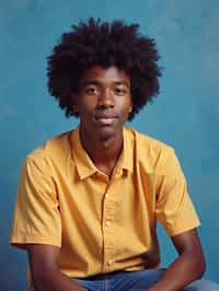 (school portrait) photo headshot of a young 18 y o man in 1990s style, nineties style, 90s, 1990s fashion, 1990s hair, school, man is sitting and posing for a (yearbook) picture, blue yearbook background, official school yearbook photo, man sitting (looking straight into camera), (school shoot), (inside), blue yearbook background