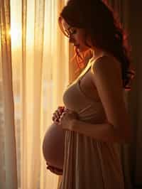 healthy pregnant woman in maternity photographs, beautiful pregnant woman, maternity photography in beautiful home. golden hour