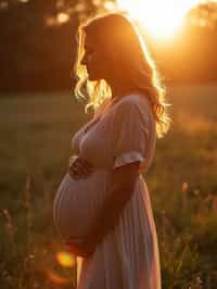 healthy pregnant woman in maternity photographs, beautiful pregnant woman, maternity photography in beautiful home. golden hour