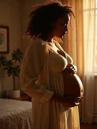 healthy pregnant woman in maternity photographs, beautiful pregnant woman, maternity photography in beautiful home. golden hour