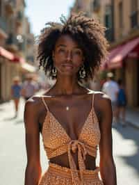 stylish and chic  woman in Barcelona wearing a stylish summer outfit, La Sagrada Família in the background