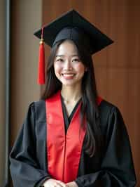 a graduate woman in their academic gown