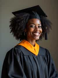 a graduate woman in their academic gown