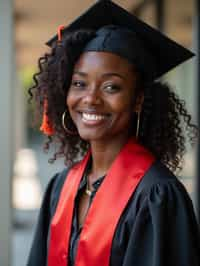 a graduate woman wearing their academic regalia