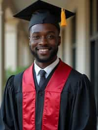 a graduate man in their academic gown