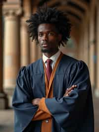 a graduate man in their academic gown