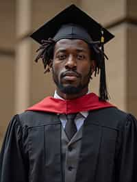 a graduate man in their academic gown