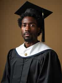 a graduate man in their academic gown