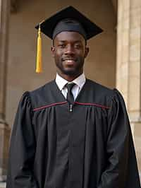 a graduate man in their academic regalia