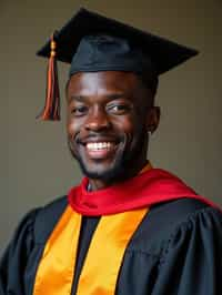 a graduate man in their academic regalia