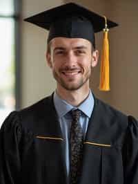 a graduate man in their academic regalia