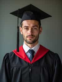 a graduate man wearing their academic regalia