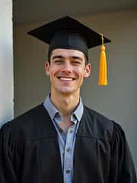 a graduate man in their academic gown