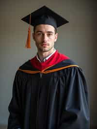 a graduate man in their academic gown