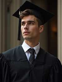 a graduate man in their academic gown at stage to receive their diploma