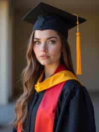 a graduate woman wearing their academic regalia