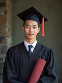 a graduate man in their academic gown