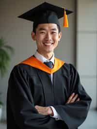 a graduate man in their academic gown