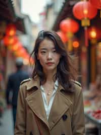 a stylish  feminine woman exploring a street market